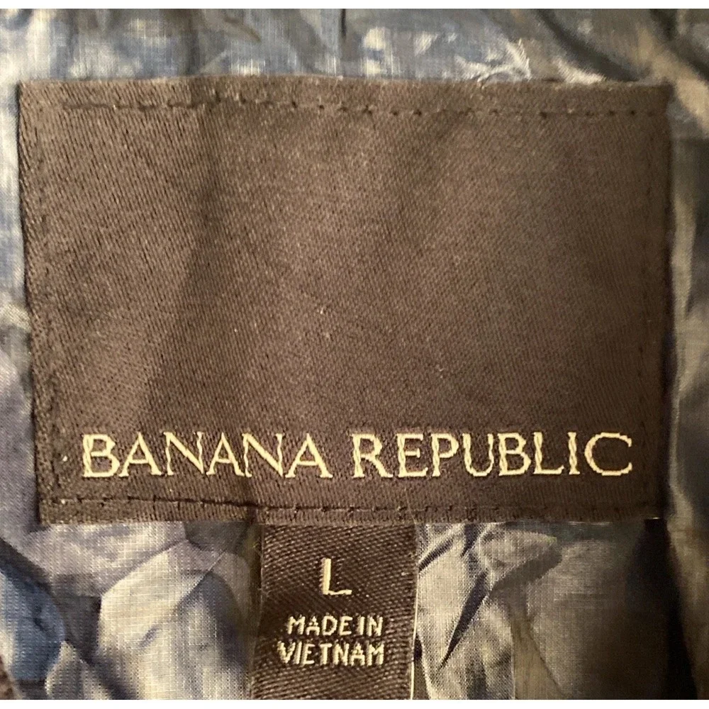Men's Large Banana Republic Quilted Navy Zip Up‎ Vest With Zippered Pockets.